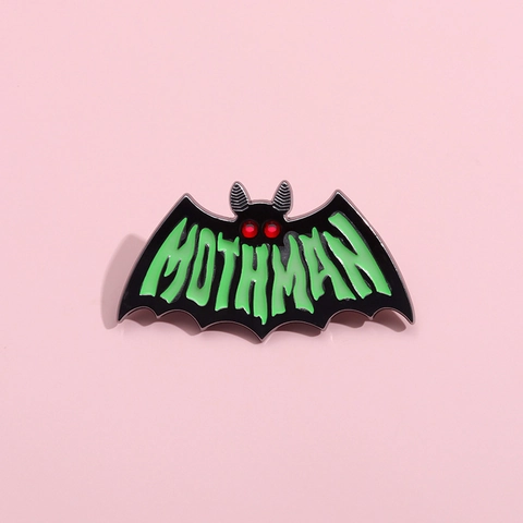 Glow In The Dark Mothman Enamel Brooch Alloy Bat Shaped Pin Halloween Urban Legend Accessories Jewelry For Bags Clothing