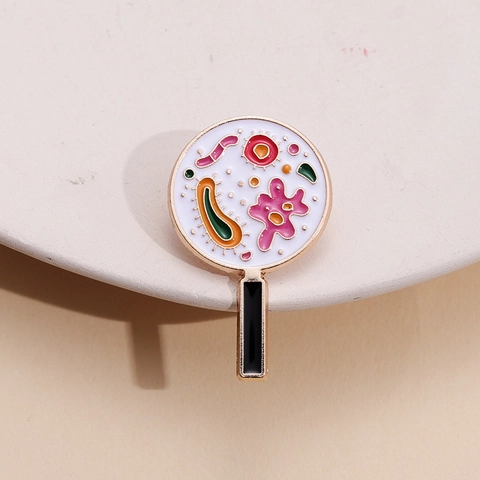 Creatieve Vergrootglas Micro-organisme Emaille Broche Pin Kleurrijke Bacteriën Biologie Wetenschap Legering Badge Voor Kleding Tas Cadeau