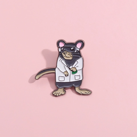 Cartoon Wissenschaftler Maus Emaille Pin Legierung Laborratte Brosche Abzeichen Für Doktor Student Rucksack Kleidung Deko Niedlich Tier Schmuck