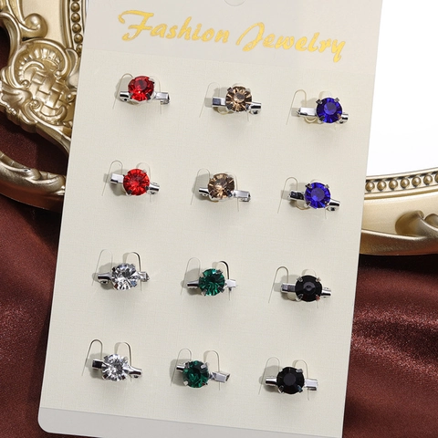 French Minimalist Alloy Rhinestone Round Brooch Multi-color Crystal Lapel Pin For Women Shirt Suit Accessories