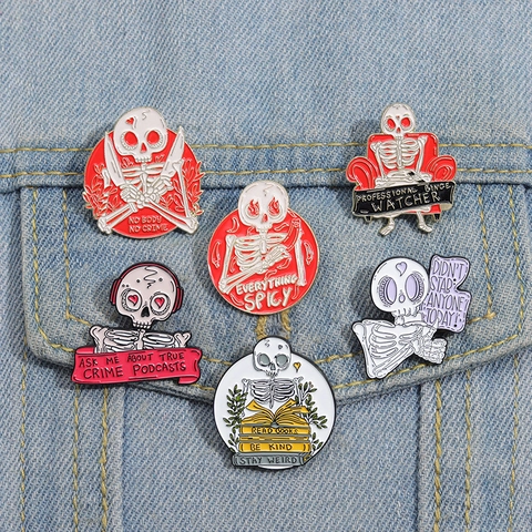Set di Spille Smaltate Scheletro di Halloween Spilla Teschio Punk per Zaino Abbigliamento Distintivo Fantasma Gioielli Regalo
