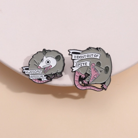 Funny Cartoon Opossum Enamel Pin Badge Zinc Alloy Awesome Possum Slogan Brooch For Backpack Clothing Jacket Unisex Jewelry Accessory
