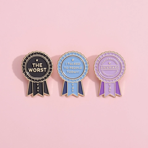 Humorous Alloy Enamel Medal Brooch Cartoon Inspirational Slogan Badge For Backpack Clothes Accessory Jewelry Pin