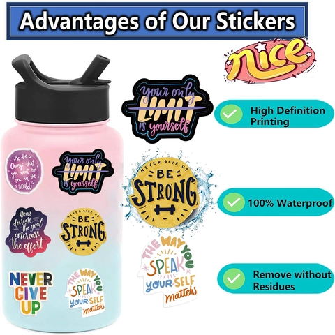 Inspirierende Englische Zitate Aufkleber Wasserdichte Vinyl Decals Für Wasserflasche Laptop Koffer Journal Dekoration Zubehör