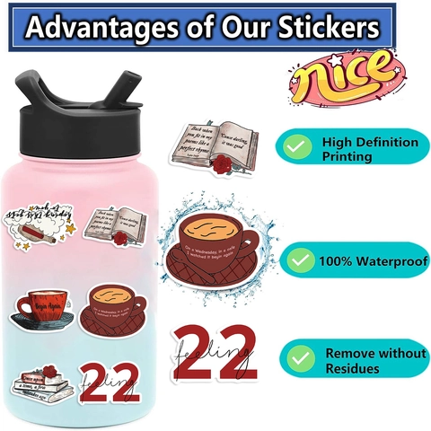 Autocollants Esthétiques en Vinyle Imperméables Pour Ordinateur Portable Bouteille d'Eau Bagages Guitare Skateboard DIY Décalcomanies