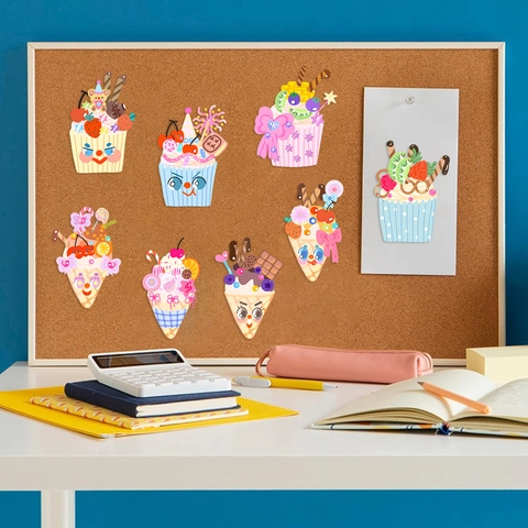 Autocollants de Dessert DIY Dessin Animé en PVC Imperméable Gâteau Glace Stickers pour Enfants Décoration