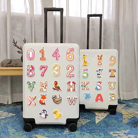 Adesivi Cartone Animato Animali Alfabeto Numeri Impermeabile PVC Fai Da Te Decalcomanie Per Bambini Laptop Valigia Borraccia Scrapbooking