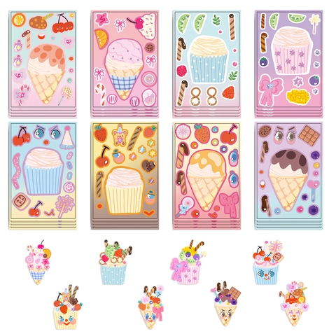 Autocollants de Dessert DIY Dessin Animé en PVC Imperméable Gâteau Glace Stickers pour Enfants Décoration