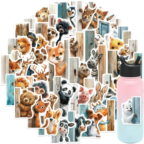 Cartoon Animals Peeking Stickers Waterproof PVC Decals For Laptop Luggage Water Bottle DIY Decoration Kids Teens Gift