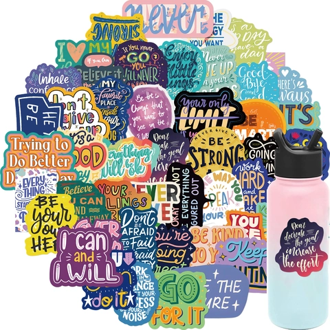 Inspirierende Englische Zitate Aufkleber Wasserdichte Vinyl Decals Für Wasserflasche Laptop Koffer Journal Dekoration Zubehör