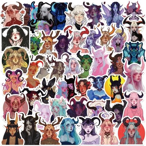 Fantasy Witch Anime Girl PVC Stickers Waterproof Gothic Character Decals For Laptop Guitar Luggage Water Bottle DIY Decoration