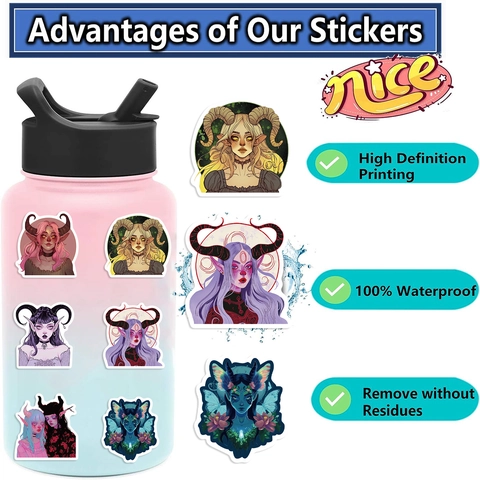 Fantasy Witch Anime Girl PVC Stickers Waterproof Gothic Character Decals For Laptop Guitar Luggage Water Bottle DIY Decoration