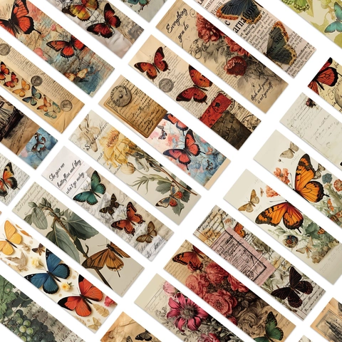 Retro Vlinder Karton Papier Bladwijzers Set Vintage Bloemen Antieke Zeilboot Ontwerp Voor Lezen Journaling DIY Decoratie Geschenk