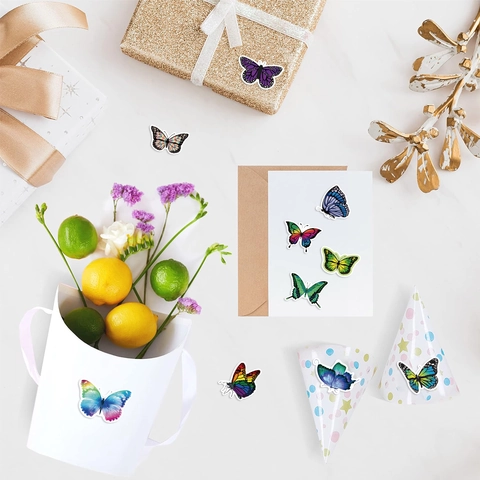 Multicolor Butterfly Stickers For Scrapbooking Decorative Envelope Seal Washi Paper DIY Craft Journaling Stationery Label Stickers