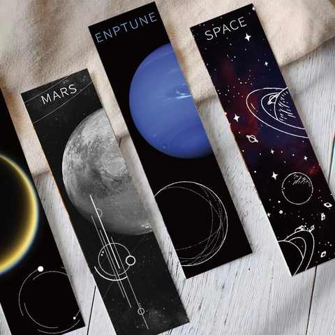 Vintage Space Planet Stars Paper Bookmarks Assorted Universe Galaxy Cardboard Bookmarks For Reading DIY Journal Aesthetic Bookmarks For Students Book Lovers