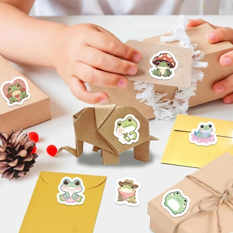 Simpatici Adesivi in Carta Washi con Rana dei Cartoni Animati per Scrapbooking Fai-da-te Etichette Sigillanti Decorative