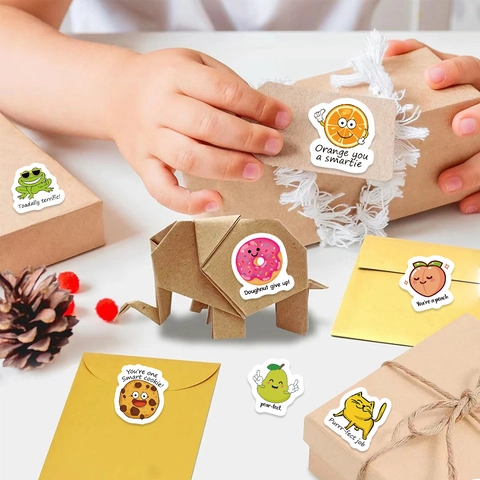 Rotolo di Adesivi Premio Cartoon Animali Frutta in Carta Washi Etichette per Studenti Insegnanti Aula Scuola Scrapbooking Sigilli