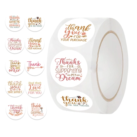 Rollo de Pegatinas de Agradecimiento Floral Corazón Etiquetas de Sello Decorativas para Pequeñas Empresas Sobre Embalaje de Regalo Pegatinas de Papel Washi