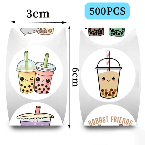 Niedliche Cartoon Bubble Tea Und Faultier Washi Papier Aufkleber Dekorative Runde Etiketten Für DIY Scrapbooking Geschenkverpackung