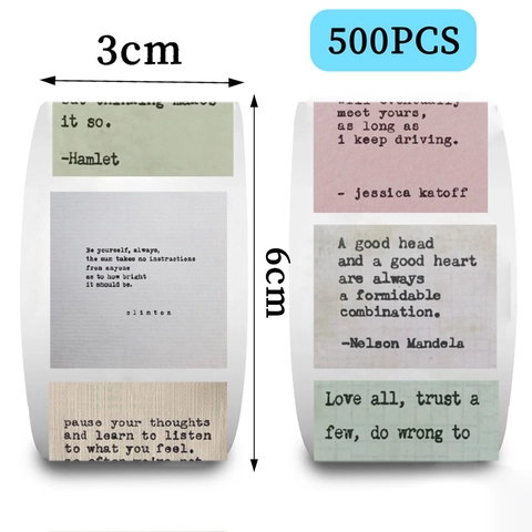 Adesivi Washi Tape con Citazioni Letterarie Inglesi Vintage Font Macchina da Scrivere Etichette Decorative per Scrapbooking Journaling