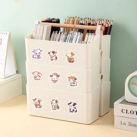 Cartoon Cow Scrapbooking Stickers Washi Self Adhesive Decals For Envelope Sealing Planner DIY Journal Decoration Stationery Gift