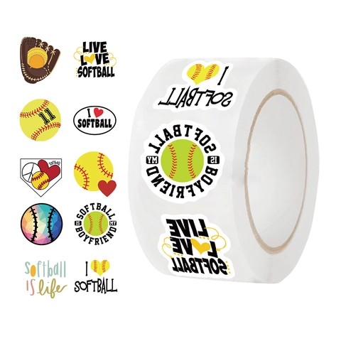 Softball Washi Stickers Decorative Envelope Sealer For Handbook DIY Sporty Heart Glove Pattern Waterproof Adhesive Label (JJT032)