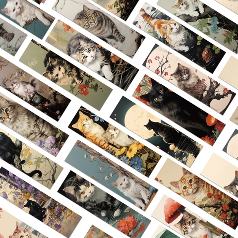 Vintage Japanese Style Cat Paper Bookmarks For Reading Journaling Decorative Cardboard Bookmark Collection Stationery Gift