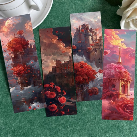 Romantische Rosenfabrik Fantasie Schloss Muster Papier Lesezeichen Für Lesen Und Journaling DIY Dekorative Kunst Lesezeichen Vintage Stil