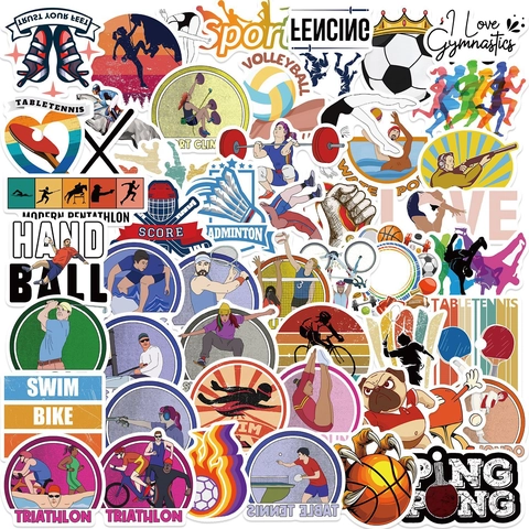 Adesivi Graffiti a Tema Sportivo Impermeabili in PVC Decalcomanie Fai-da-te per Laptop Chitarra Bagaglio Skateboard Bottiglia d'Acqua Calcio