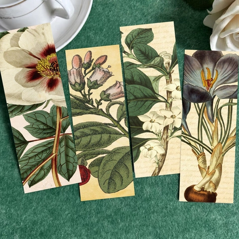 Segnalibri in Carta Botanica Vintage Illustrazione di Piante Fiori Uccelli Segnapagina Retro per Lettura Scrapbooking DIY Ufficio