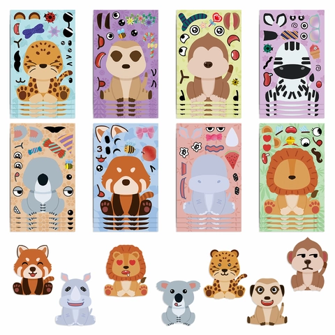DIY Cartoon Tier Gesicht Gestalten Aufkleber PVC Wasserdichte Selbstklebende Sticker Für Kinder Scrapbooking Journaling Handyhülle Dekoration Pädagogisches Handkonto Sticker