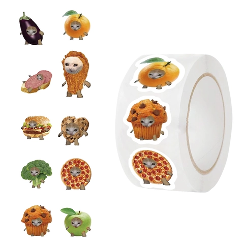 Divertenti Adesivi Washi in Rotolo Meme Gatto Cibo Etichette Decorative Personaggi Felini Per Scrapbooking Fai Da Te Buste