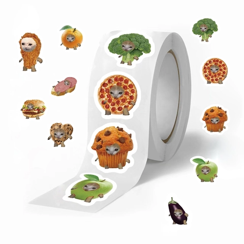 Divertenti Adesivi Washi in Rotolo Meme Gatto Cibo Etichette Decorative Personaggi Felini Per Scrapbooking Fai Da Te Buste