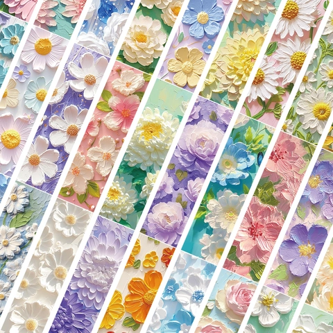 Artistic Oil Painting Floral Bookmarks Vintage Impasto Style White Cardboard Page Markers For Reading Stationery Gift Students
