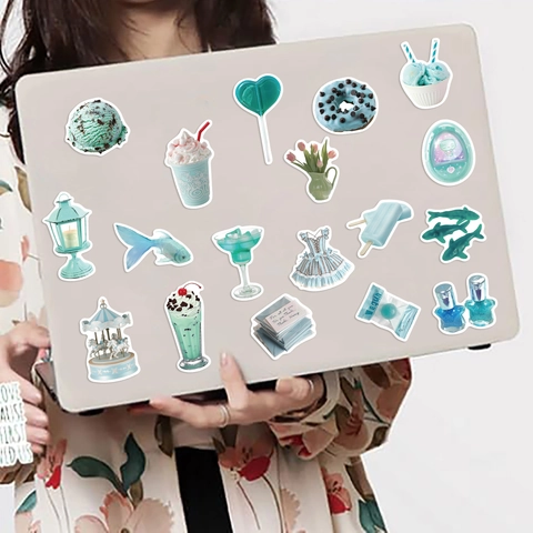 Minzgrüne Ästhetische Aufkleber Wasserdichte PVC Decals Für Laptop Gepäck Gitarre DIY Scrapbooking Journaling Dekoration