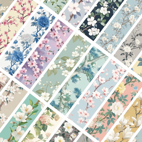 Artistic Floral Paper Bookmarks Rectangular Watercolor Flower Reading Accessories For Students DIY Journal Decoration