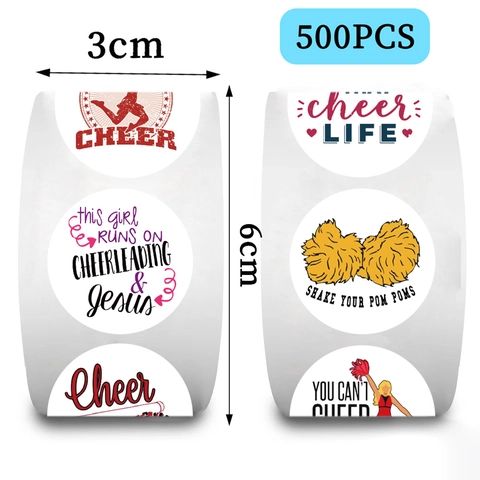 Adesivi Motivazionali Cheerleading Etichette Decorative Tonde Per Buste Scrapbooking Fai Da Te Artigianato Tema Sportivo Nastro Di Carta Washi