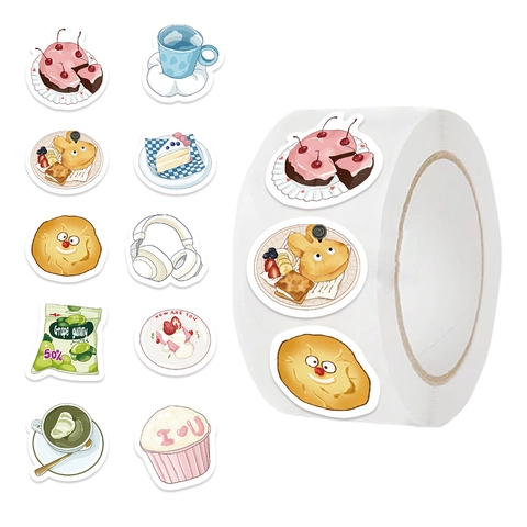 Cute Cartoon Washi Paper Stickers Waterproof Decorative Hand Drawn Dessert Animal Illustrations For Scrapbooking DIY Sealing