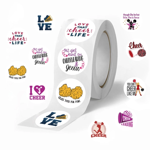 Adesivi Motivazionali Cheerleading Etichette Decorative Tonde Per Buste Scrapbooking Fai Da Te Artigianato Tema Sportivo Nastro Di Carta Washi