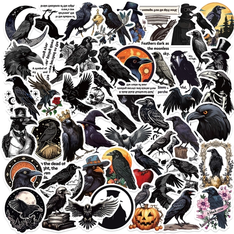 Waterdichte Kraai Raaf Vinyl Stickers Gothic Halloween Decoratieve Decals Voor Laptop Gitaar Bagage DIY Scrapbooking Briefpapier