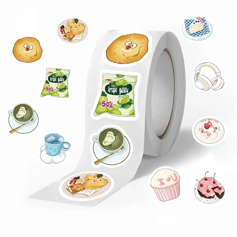 Cute Cartoon Washi Paper Stickers Waterproof Decorative Hand Drawn Dessert Animal Illustrations For Scrapbooking DIY Sealing
