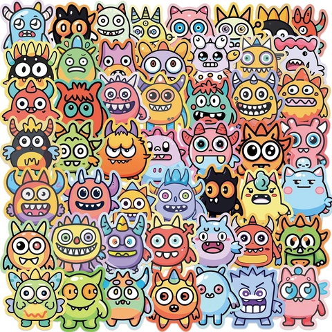Cartoon Cute Monster Doodle Stickers Waterproof PVC Decals For Laptop Guitar Luggage Skateboard DIY Decoration Stickers