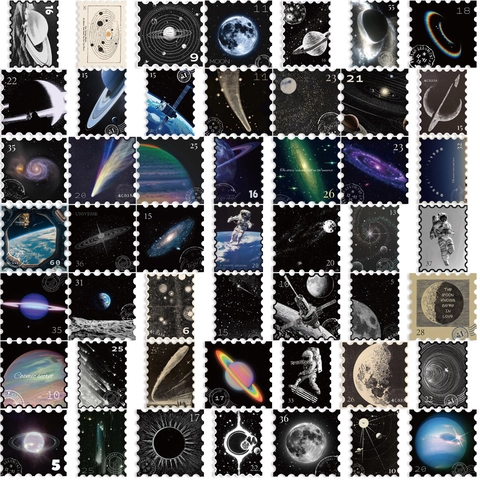 Juego de Pegatinas de PVC Impermeables de Planetas del Universo Calcomanías de Cielo Estrellado de Astronomía Vintage para Portátil Maleta Guitarra Bricolage Decorativas