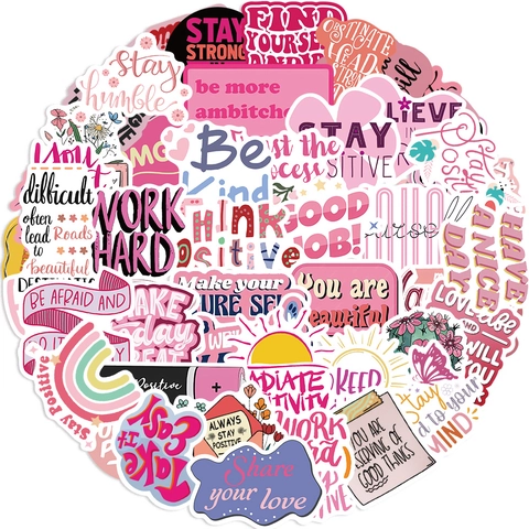 Adesivi Con Frasi Ispiratrici Rosa Impermeabile PVC Decalcomanie Decorative Per Laptop Valigia Chitarra Diario DIY Donna Ragazze