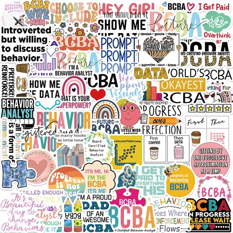 BCBA Gedragsanalist Waterdichte PVC Graffiti Stickers Carrière Motiverend Thema Kleurrijk Decor Voor Laptop Gitaar Koffer