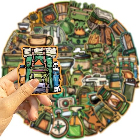 Adesivi da Campeggio All'aperto Impermeabili Per Bagagli Laptop DIY Decorativo Cartone Animato Avventura Doodle PVC Decals Modelli Vari