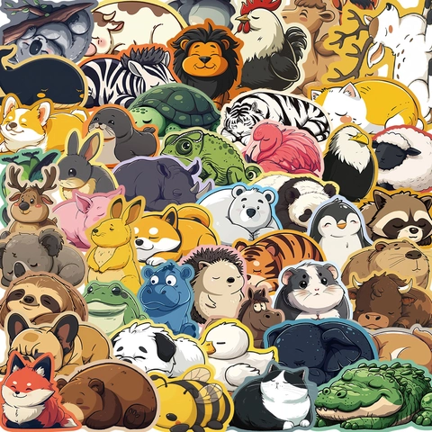 Lot Autocollants Animaux Dessin Animé Imperméables PVC Mat Vinyle Décalcomanies Pour Ordinateur Bagages Guitare Bricolage Scrapbooking