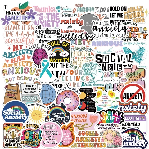Mental Health Anxiety Awareness Stickers Waterproof PVC Inspirational Quotes Decals For Laptop Water Bottle Suitcase Decor