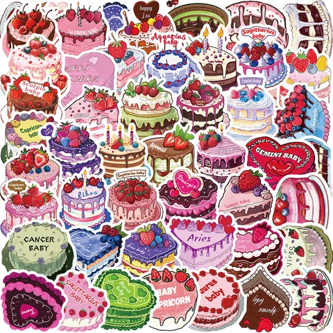 Pegatinas de Pastel de Corazón de Constelación del Zodiaco Impermeable DIY Calcomanías para Laptop Guitarra Scrapbooking