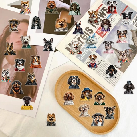 Anthropomorph Süßer Hund Aufkleber Wasserdicht PET Material Für Scrapbooking DIY Dekoration Verschiedene Tier Aufkleber